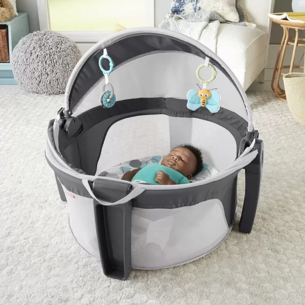 FisherPrice Baby Portable Bassinet and Play Space OntheGo Baby Dome with 2 Toys and Canopy Puppy Perfection Amazon ExclusiveHexagon