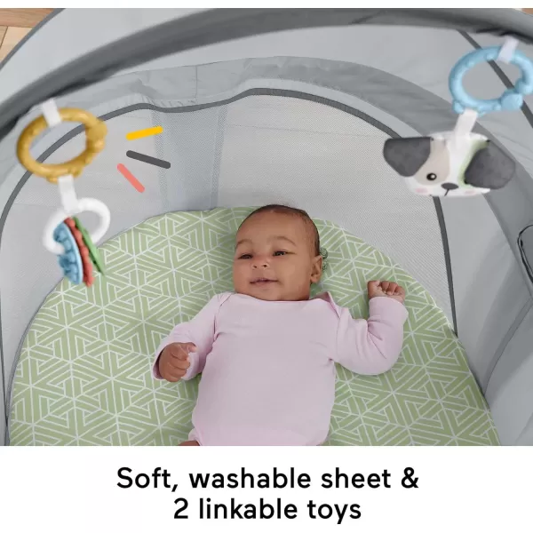 FisherPrice Baby Portable Bassinet and Play Space OntheGo Baby Dome with 2 Toys and Canopy Puppy Perfection Amazon ExclusivePuppy