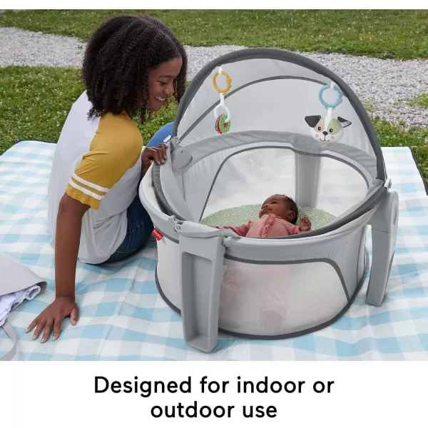 FisherPrice Baby Portable Bassinet and Play Space OntheGo Baby Dome with 2 Toys and Canopy Puppy Perfection Amazon ExclusivePuppy