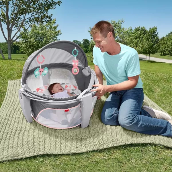 FisherPrice Baby Portable Bassinet and Play Space OntheGo Baby Dome with 2 Toys and Canopy Puppy Perfection Amazon ExclusiveRosy Windmill