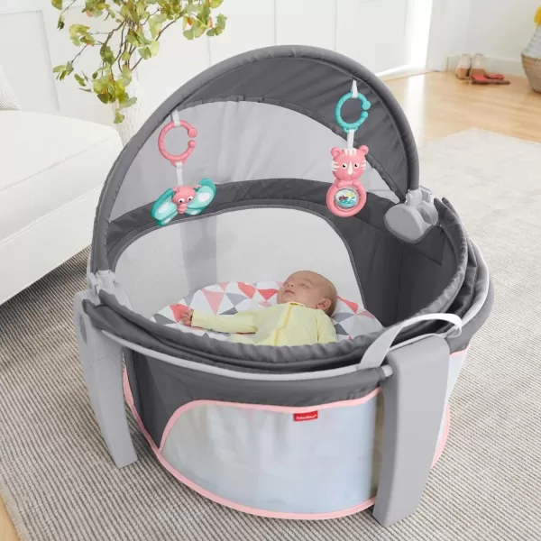 FisherPrice Baby Portable Bassinet and Play Space OntheGo Baby Dome with 2 Toys and Canopy Puppy Perfection Amazon ExclusiveRosy Windmill