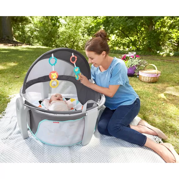 FisherPrice Baby Portable Bassinet and Play Space OntheGo Baby Dome with 2 Toys and Canopy Puppy Perfection Amazon ExclusiveWindmill