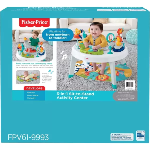 FisherPrice Baby To Toddler Toy 3In1 SitToStand Activity Center With Music Lights And Spiral Ramp Jazzy JungleSafari