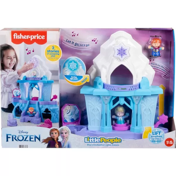 FisherPrice Disney Frozen Toddler Playset Little People Elsas Enchanted Lights Palace with Anna amp Elsa Figures for Ages 18 MonthsStandard