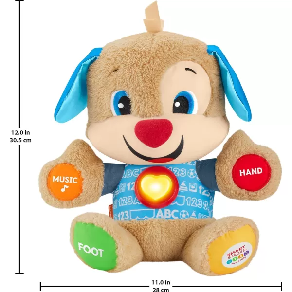 FisherPrice Laugh  Learn Baby Learning Toy Smart Stages Puppy Plush with Lights Music and Educational Content for Ages 6MPuppy  Blue