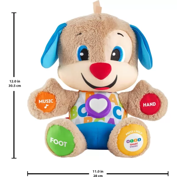 FisherPrice Laugh  Learn Baby Learning Toy Smart Stages Puppy Plush with Lights Music and Educational Content for Ages 6MPuppy  White