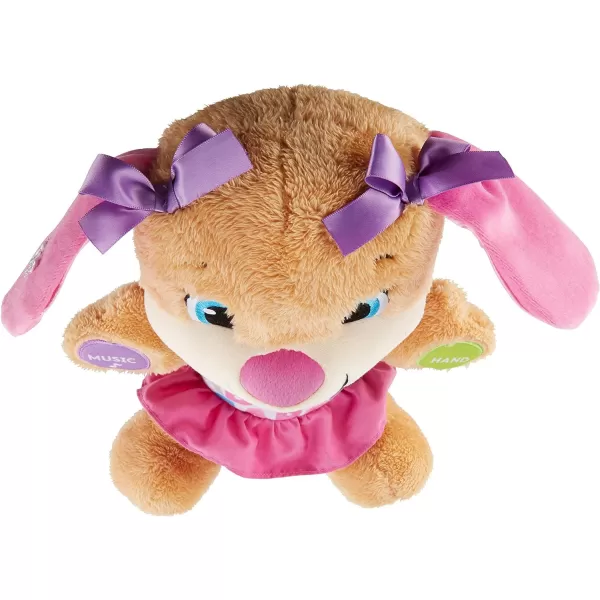 FisherPrice Laugh  Learn Baby Learning Toy Smart Stages Puppy Plush with Lights Music and Educational Content for Ages 6MSis  Pink