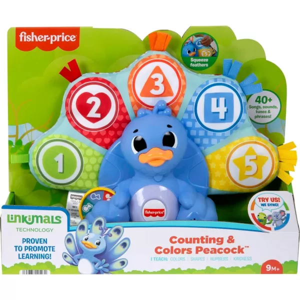 FisherPrice Linkimals Learning Toy Counting amp Colors Peacock with Interactive Lights amp Music for Baby amp Toddlers Ages 9 Months MulticolorFisherPrice Linkimals Learning Toy Counting amp Colors Peacock with Interactive Lights amp Music for Baby amp Toddlers Ages 9 Months Multicolor