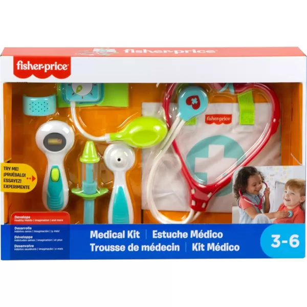 FisherPrice Preschool Pretend Play Medical Kit 7Piece Doctor Bag Dress Up Toys for Kids Ages 3 YearsMedical Kit Standard Packaging