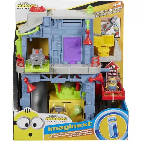 Imaginext Minions The Rise of Gru Gadget Lair Playset with Minion Otto Figure and Toy Rocket for Preschool Kids Ages 3 and UpSingle