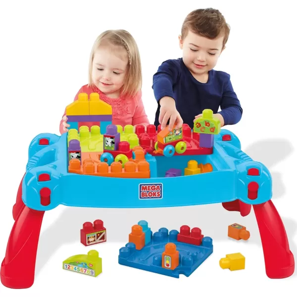 MEGA Bloks Fisher Price Toddler Building Blocks Build N Learn Activity Table with 30 Pieces Toy Car and Storage Blue Portable Gift Ideas for KidsMEGA Bloks Fisher Price Toddler Building Blocks Build N Learn Activity Table with 30 Pieces Toy Car and Storage Blue Portable Gift Ideas for Kids