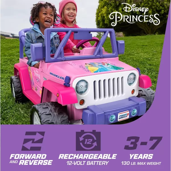 Power Wheels Disney Princess Jeep Wrangler RideOn Battery Powered Vehicle with Sounds and Character Phrases plus StorageDisney Princess Jeep  Battery