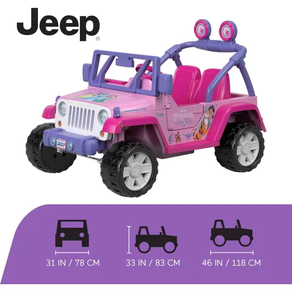 Power Wheels Disney Princess Jeep Wrangler RideOn Battery Powered Vehicle with Sounds and Character Phrases plus StorageDisney Princess Jeep