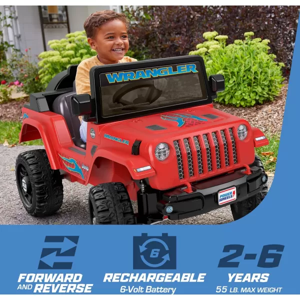 Power Wheels Jeep Wrangler Toddler RideOn Toy with Driving Sounds MultiTerrain Traction Seats 1 Red Ages 2 Years Large MulticolorJeep  Red Battery