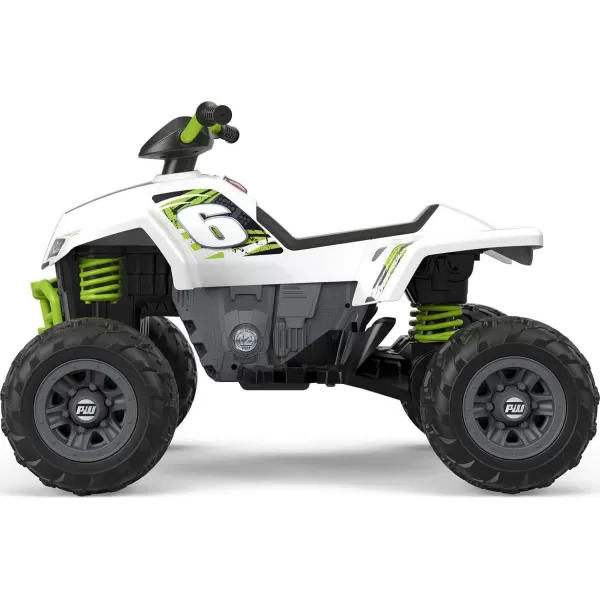 Power Wheels Racing Atv RideOn Battery Powered Vehicle with MultiTerrain Traction SilverKawasaki