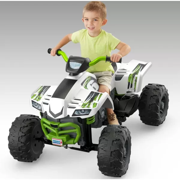 Power Wheels Racing Atv RideOn Battery Powered Vehicle with MultiTerrain Traction SilverKawasaki