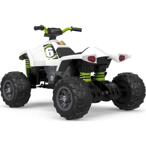 Power Wheels Racing Atv RideOn Battery Powered Vehicle with MultiTerrain Traction SilverKawasaki