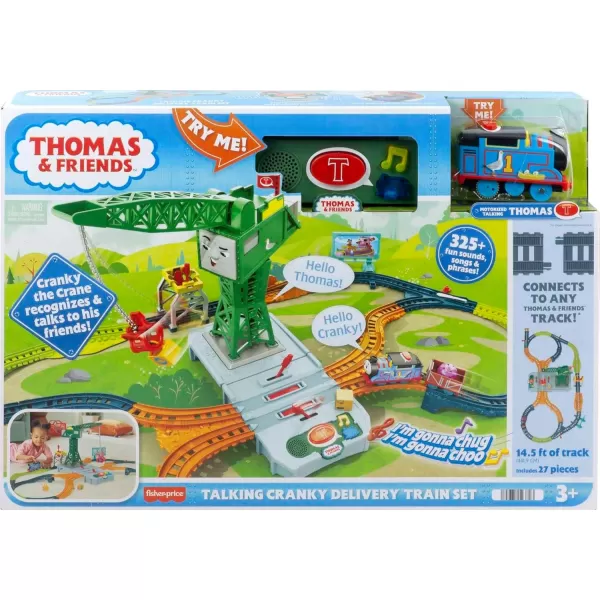 Thomas ampamp Friends Motorized Toy Train Set Talking Cranky Delivery with Track Sounds ampamp Phrases for Pretend Play Preschool Kids Ages 3 YearsTalking Thomas  Cranky Set