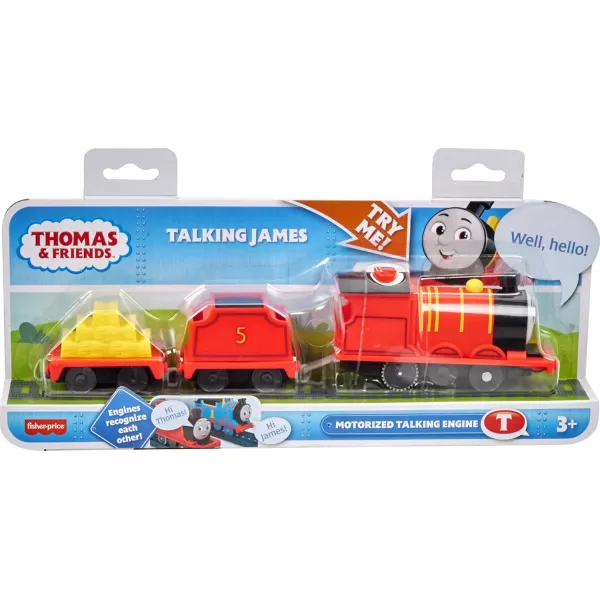 Thomas ampamp Friends Motorized Toy Train Talking Thomas Engine with Sounds ampamp Phrases Plus Cargo for Preschool Kids Ages 3 YearsJames