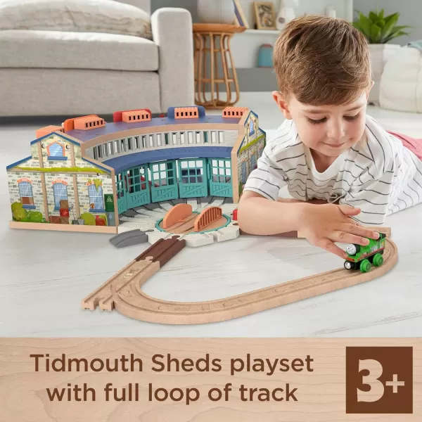 Thomas ampamp Friends Wooden Railway Toy Train Track Tidmouth Sheds Starter Set with Percy Wood Engine for Preschool Kids Ages 3 Years Amazon Exclusive