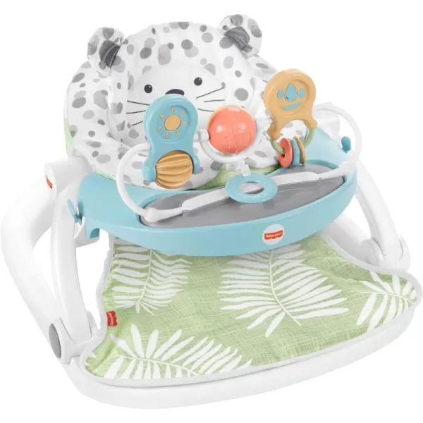 FisherPrice Baby Deluxe SitMeUp Floor Seat with Toy Bar Snow Leopard Portable Infant Chair with TrayFisherPrice Baby Deluxe SitMeUp Floor Seat with Toy Bar Snow Leopard Portable Infant Chair with Tray