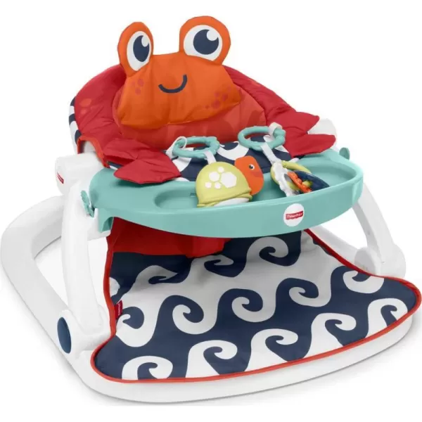 FisherPrice Baby Portable Baby Chair SitMeUp Floor Seat With Snack Tray And Developmental ToysCrinkle amp Squeaker Seat Pad CrabCrab