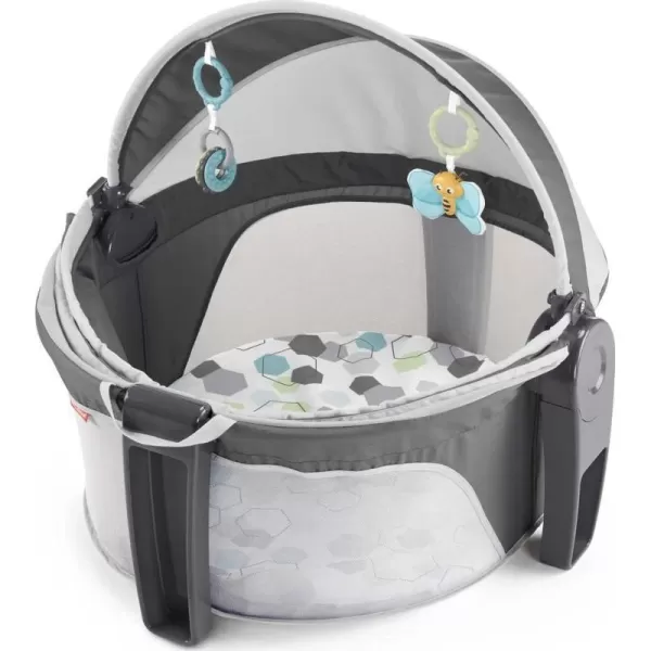 FisherPrice Baby Portable Bassinet and Play Space OntheGo Baby Dome with 2 Toys and Canopy Puppy Perfection Amazon ExclusiveHexagon