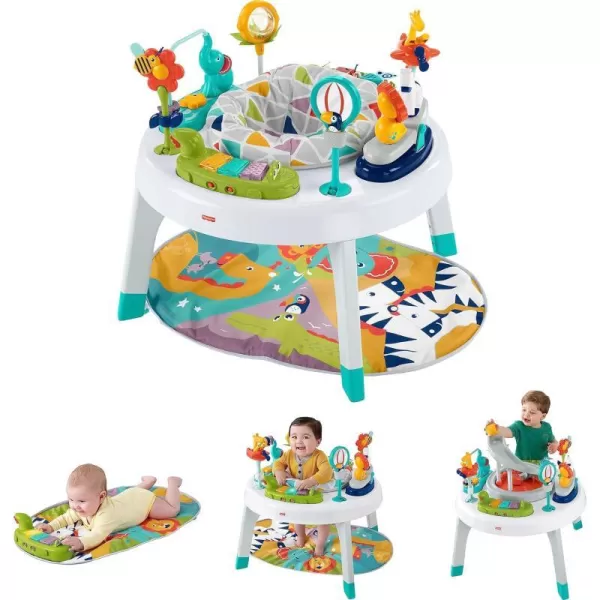 FisherPrice Baby To Toddler Toy 3In1 SitToStand Activity Center With Music Lights And Spiral Ramp Jazzy JungleSafari