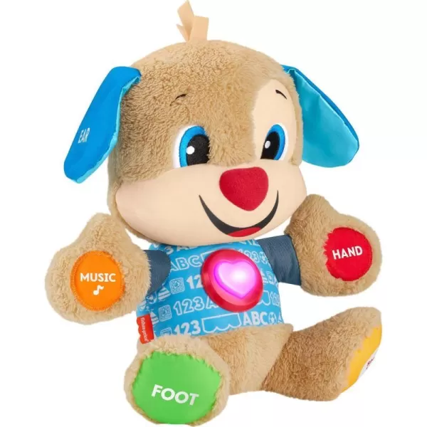 FisherPrice Laugh  Learn Baby Learning Toy Smart Stages Puppy Plush with Lights Music and Educational Content for Ages 6MPuppy  Blue