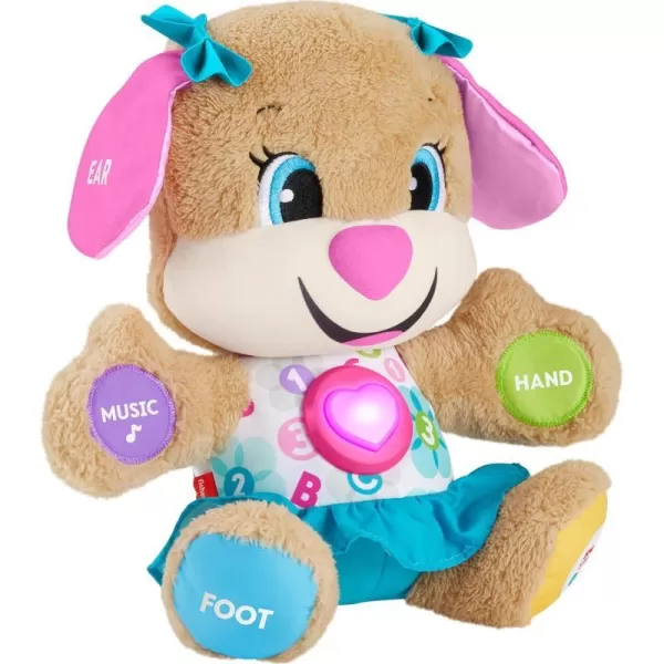 FisherPrice Laugh  Learn Baby Learning Toy Smart Stages Puppy Plush with Lights Music and Educational Content for Ages 6MSis  Teal