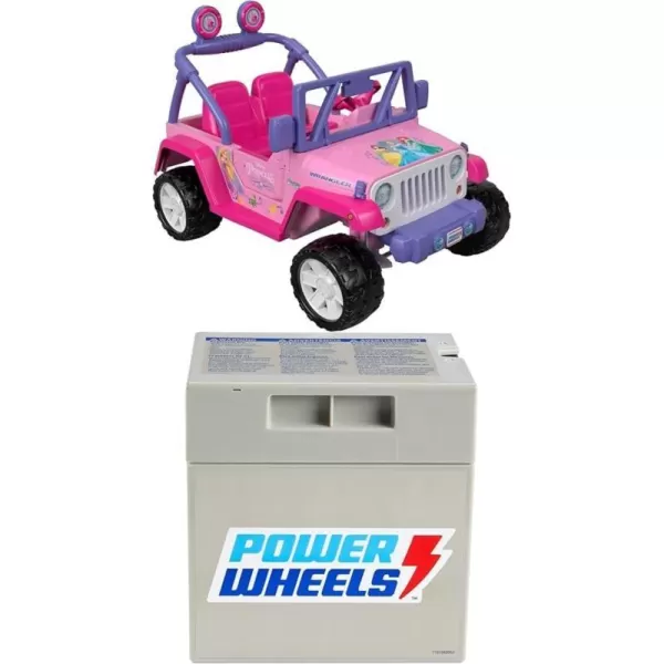 Power Wheels Disney Princess Jeep Wrangler RideOn Battery Powered Vehicle with Sounds and Character Phrases plus StorageDisney Princess Jeep  Battery