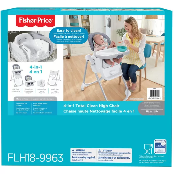 FisherPrice 4in1 Total Clean High Chair GreyFisherPrice 4in1 Total Clean High Chair Grey