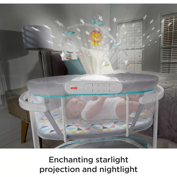 FisherPrice Baby Bedside Sleeper Soothing Motions Bassinet With Lights Music Vibrations amp Overhead Mobile WindmillWindmill