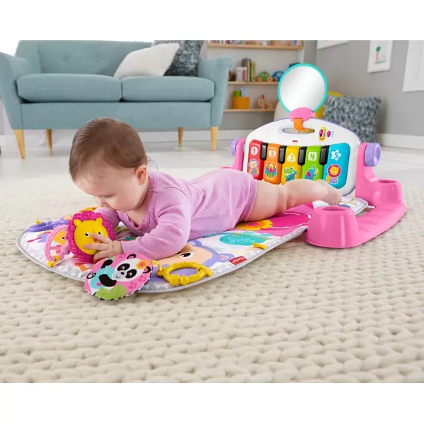 FisherPrice Baby Gift Set Deluxe Kick amp Play Piano Gym amp MaracasPlaymat amp Musical Toy with Smart Stages Learning Content plus 2 Rattles Amazon ExclusiveKick N Play Pink