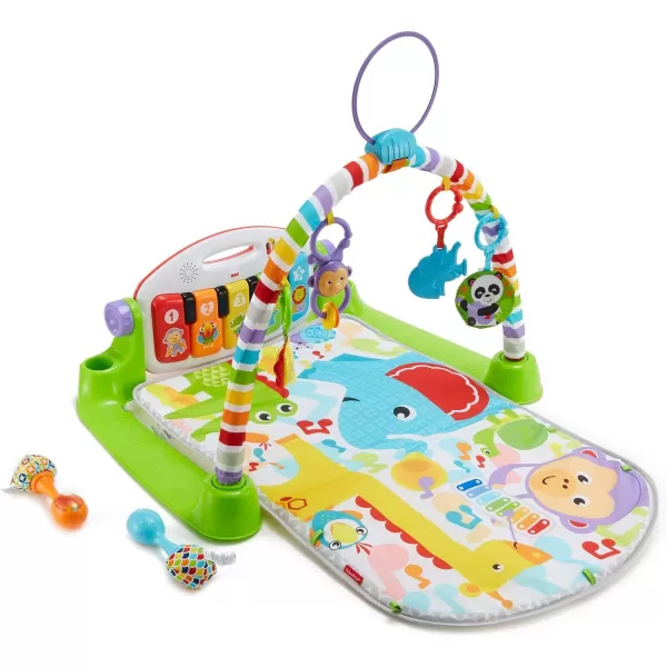 FisherPrice Baby Gift Set Deluxe Kick amp Play Piano Gym amp MaracasPlaymat amp Musical Toy with Smart Stages Learning Content plus 2 Rattles Amazon ExclusiveKick N Play Green  Maracas