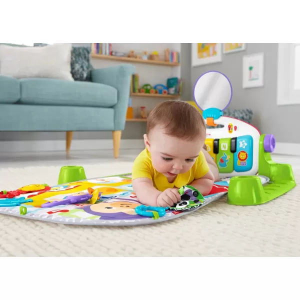 FisherPrice Baby Gift Set Deluxe Kick amp Play Piano Gym amp MaracasPlaymat amp Musical Toy with Smart Stages Learning Content plus 2 Rattles Amazon ExclusiveKick N Play Green  Maracas