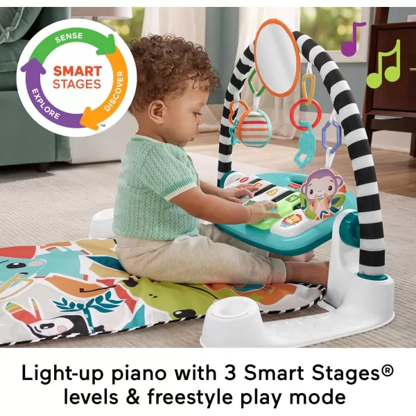 FisherPrice Baby Gift Set Deluxe Kick amp Play Piano Gym amp MaracasPlaymat amp Musical Toy with Smart Stages Learning Content plus 2 Rattles Amazon ExclusiveNew Blue Kick N Play