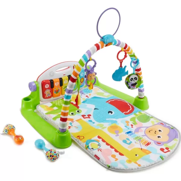 FisherPrice Baby Gift Set Deluxe Kick amp Play Piano Gym amp MaracasPlaymat amp Musical Toy with Smart Stages Learning Content plus 2 Rattles Amazon ExclusiveKick N Play Green  Maracas