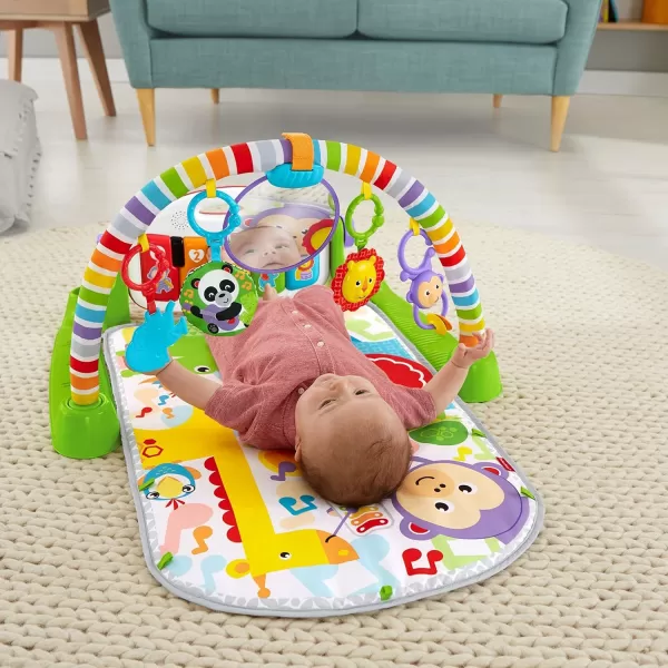 FisherPrice Baby Gift Set Deluxe Kick amp Play Piano Gym amp MaracasPlaymat amp Musical Toy with Smart Stages Learning Content plus 2 Rattles Amazon ExclusiveKick N Play Green  Maracas