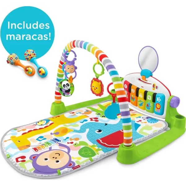 FisherPrice Baby Gift Set Deluxe Kick amp Play Piano Gym amp MaracasPlaymat amp Musical Toy with Smart Stages Learning Content plus 2 Rattles Amazon ExclusiveKick N Play Green  Maracas