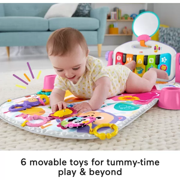 FisherPrice Baby Gift Set Deluxe Kick amp Play Piano Gym amp MaracasPlaymat amp Musical Toy with Smart Stages Learning Content plus 2 Rattles Amazon ExclusiveKick N Play Pink