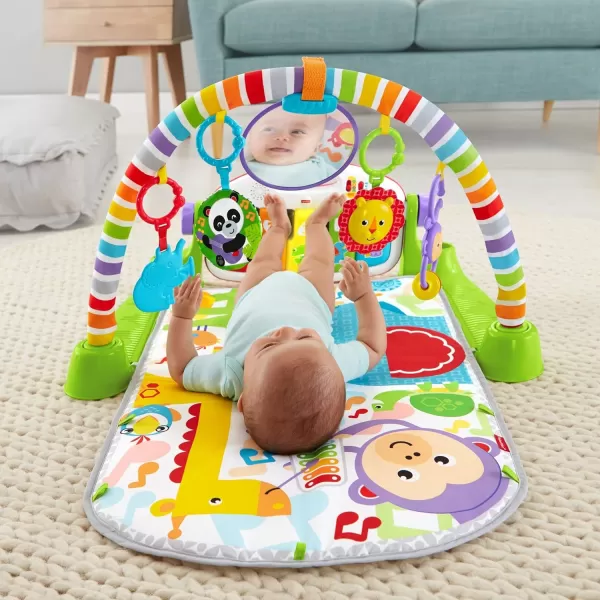 FisherPrice Baby Gift Set Deluxe Kick amp Play Piano Gym amp MaracasPlaymat amp Musical Toy with Smart Stages Learning Content plus 2 Rattles Amazon ExclusiveKick N Play Green  Maracas