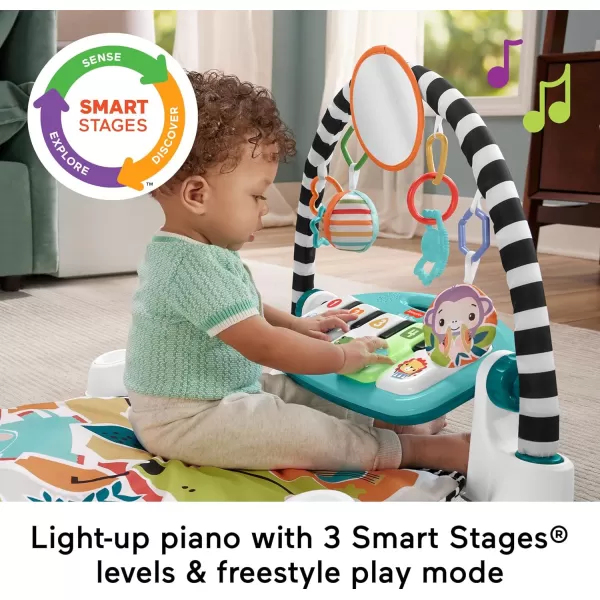 FisherPrice Baby Gift Set Deluxe Kick amp Play Piano Gym amp MaracasPlaymat amp Musical Toy with Smart Stages Learning Content plus 2 Rattles Amazon ExclusiveNew Blue Kick N Play  Maracas