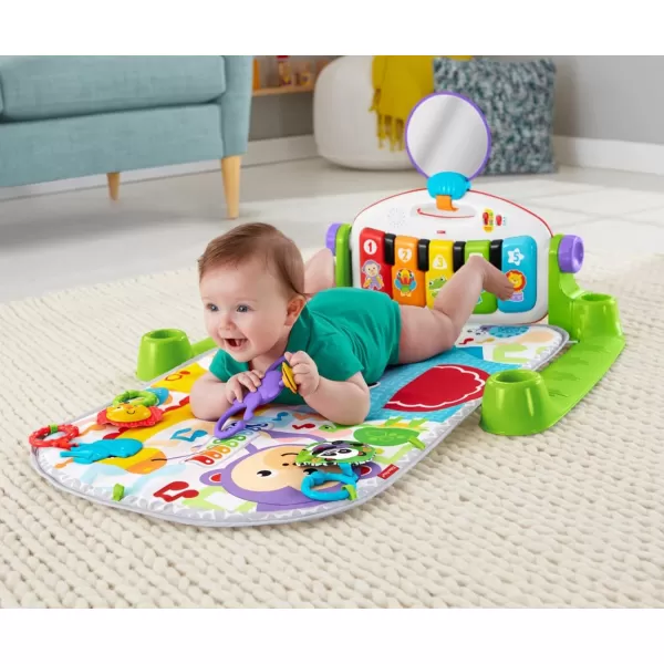 FisherPrice Baby Gift Set Deluxe Kick amp Play Piano Gym amp MaracasPlaymat amp Musical Toy with Smart Stages Learning Content plus 2 Rattles Amazon ExclusiveKick N Play Green  Maracas