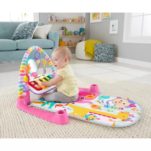 FisherPrice Baby Gift Set Deluxe Kick amp Play Piano Gym amp MaracasPlaymat amp Musical Toy with Smart Stages Learning Content plus 2 Rattles Amazon ExclusiveKick N Play Pink