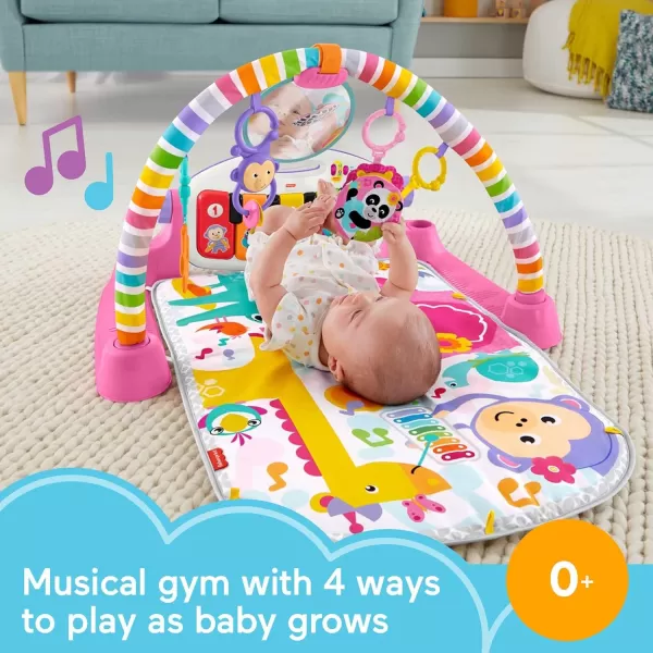 FisherPrice Baby Gift Set Deluxe Kick amp Play Piano Gym amp MaracasPlaymat amp Musical Toy with Smart Stages Learning Content plus 2 Rattles Amazon ExclusiveKick N Play Pink