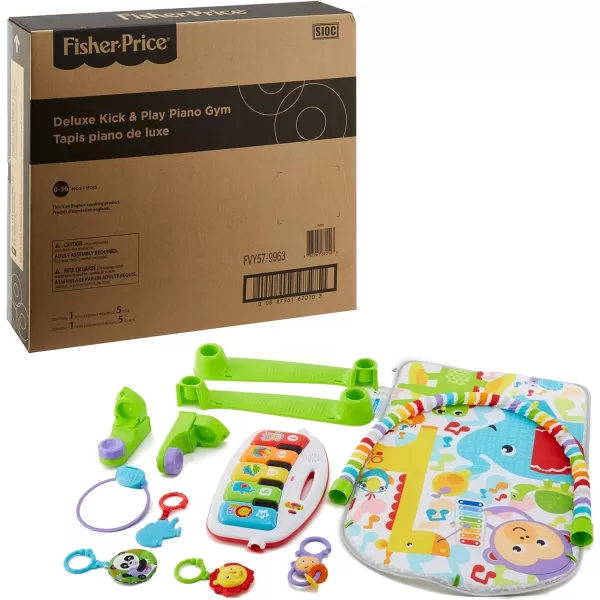 FisherPrice Baby Gift Set Deluxe Kick amp Play Piano Gym amp MaracasPlaymat amp Musical Toy with Smart Stages Learning Content plus 2 Rattles Amazon ExclusiveKick N Play Green