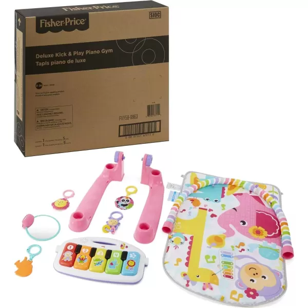 FisherPrice Baby Gift Set Deluxe Kick amp Play Piano Gym amp MaracasPlaymat amp Musical Toy with Smart Stages Learning Content plus 2 Rattles Amazon ExclusiveKick N Play Pink