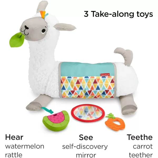 FisherPrice Baby Plush Baby Wedge GrowWithMe Tummy Time Llama With 3 TakeAlong Toys For Sensory PlayFisherPrice Baby Plush Baby Wedge GrowWithMe Tummy Time Llama With 3 TakeAlong Toys For Sensory Play