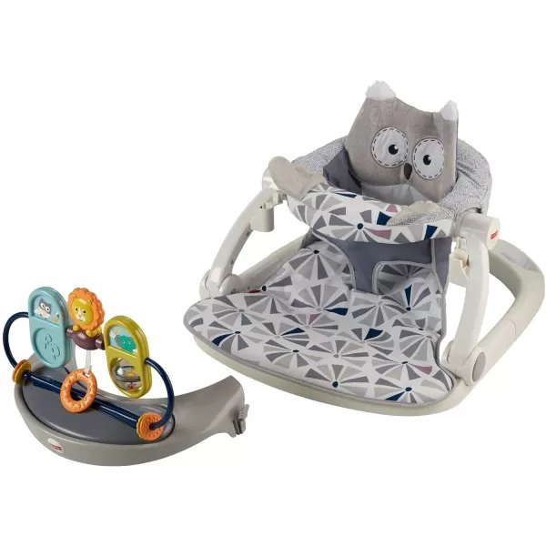 FisherPrice Baby Premium SitMeUp Floor Seat with Toy Tray  Owl Love You portable baby chair with snack tray and toysOwl